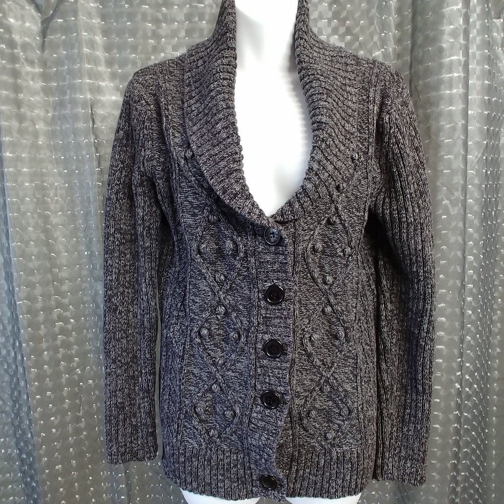 Grey Izod cardigan shawl collar Size Large